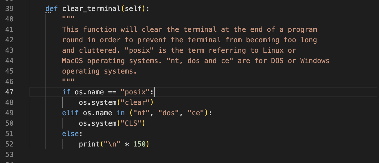 Clear Terminal Code